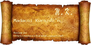 Madacsi Kurszán névjegykártya